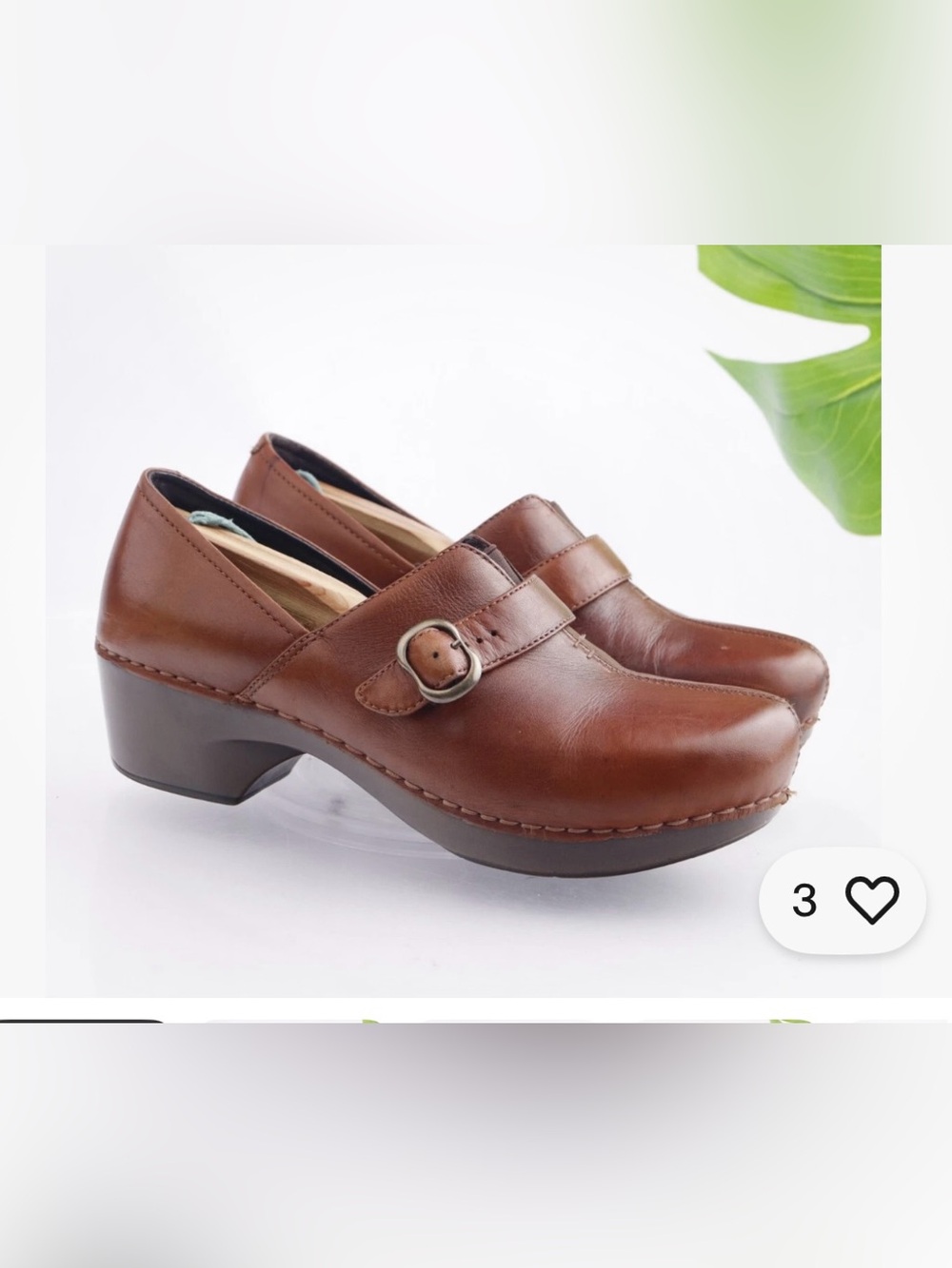 Dansko Tamara Clogs Brown Cognac Leather Buckle